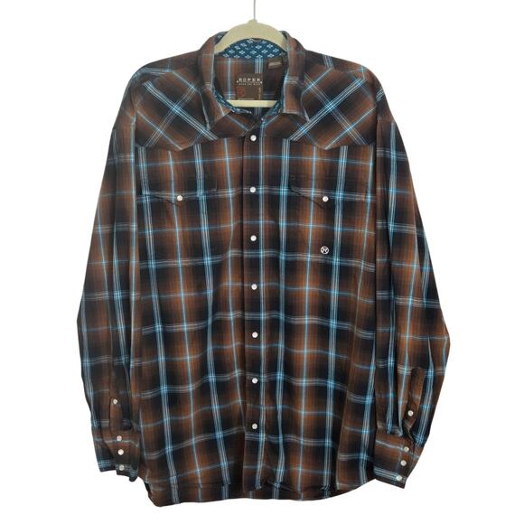 Roper Pearl Snap‎ Plaid Long Sleeve Western Shirt Men's XL - Picture 1 of 10